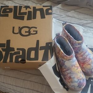 UGG X Collina Strada Ultra Mini Platform Light Blue Floral Boots Sz 8/9
